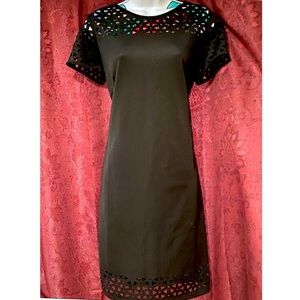 Mark Black Laser Cut Short Sleeve Dress